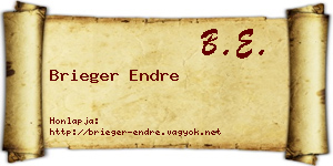 Brieger Endre névjegykártya